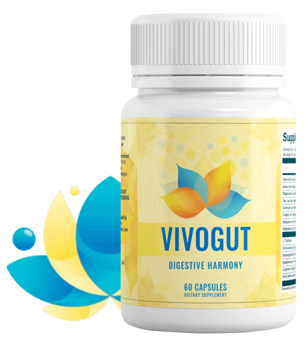 VivoGut 14-in-1 gut health supplement bottle with marine-inspired formula